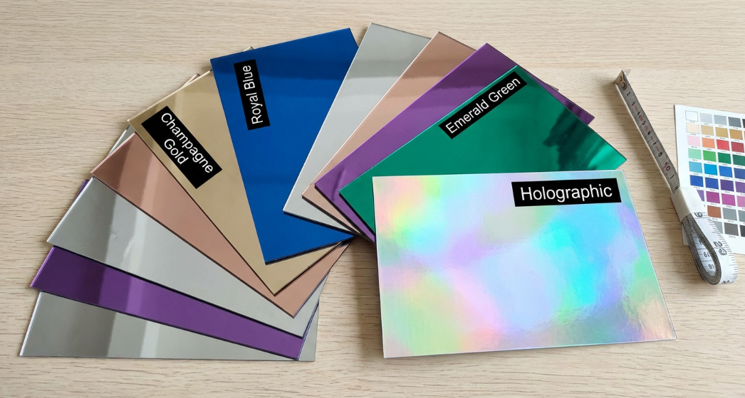 Color swatch book for custom inflatable mirror ball materials.
