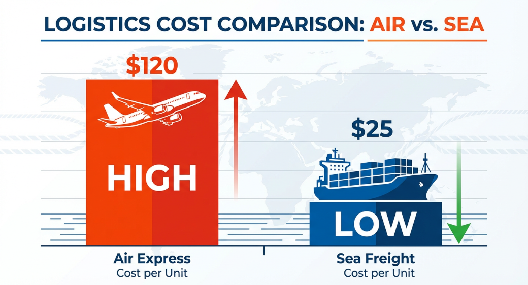 logistics cost comparison; bar chart showing