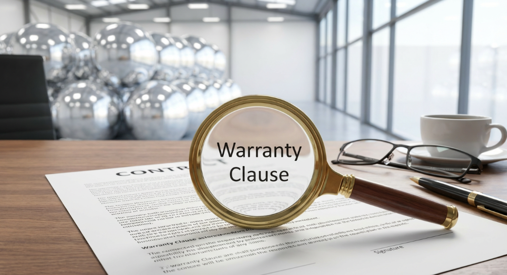 contract document on a desk with a magnifying glass focused on
