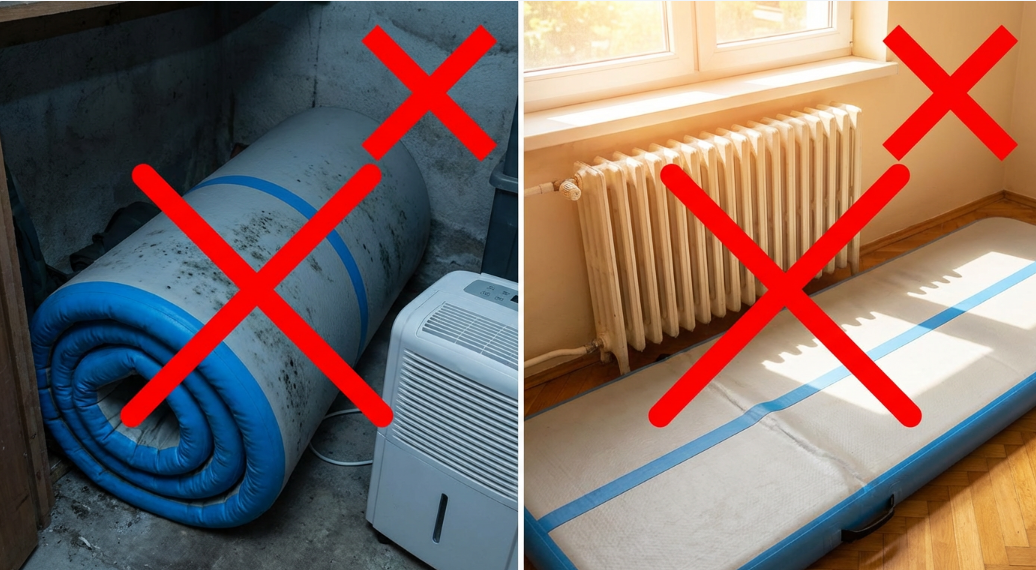 Common air track maintenance mistakes including storing wet or exposing to heat