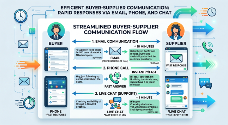 Reliable supplier communication with fast response and multiple contact channels
