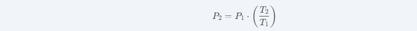 P 2 =P 1 ⋅( T 1 T 2 )