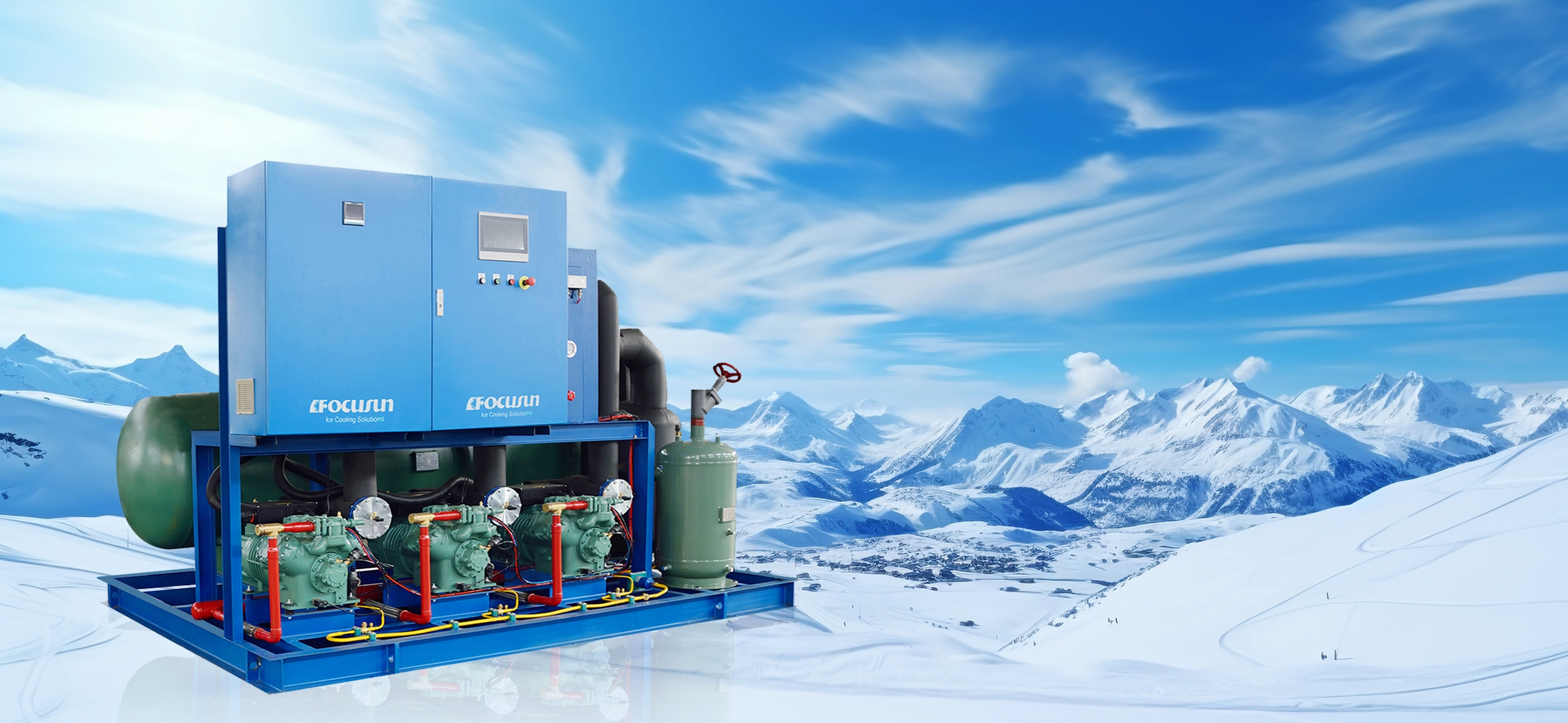 Focusun industrial flake ice machine for efficient ice production and water consumption control