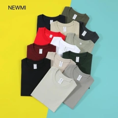 NEWMI 230g 100% Cotton T-Shirt Men Slightly Dropped Shoulder Crew Neck Casual Basic Tee Heavyweight Tops