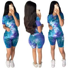 Sexy Tie-dyed Tracksuits Knee Length Casual Pants