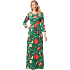 Printing Long Sleeve Maxi Dresses Ugly Christmas Dress PQR1208