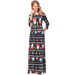 Printing Long Sleeve Maxi Dresses Ugly Christmas Dress PQR1208