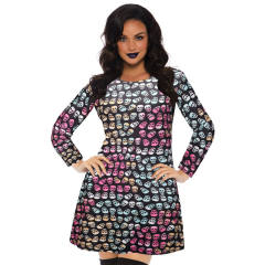 Halloween Print Party Dress For Women Crew Neck Fashion Streetwear PQR1159