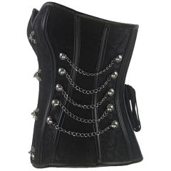 Black Steampunk Court Gothic Corset Sexy Metal Chain Corselet PQT8266A