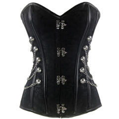 Black Steampunk Court Gothic Corset Sexy Metal Chain Corselet PQT8266A
