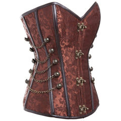 Black Steampunk Court Gothic Corset Sexy Metal Chain Corselet PQT8266A