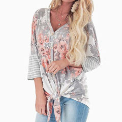 Winter Printed Shirt Casual Tops Autumn Cardigan For Women PQOM9132B