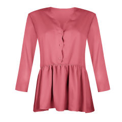 V-neck Tops for Women Fashion Solid Color Winter Shirt PQOM9152B