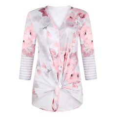 Winter Printed Shirt Casual Tops Autumn Cardigan For Women PQOM9132B