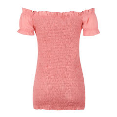 Pure Color Off-Shoulder Mini Dress Sexy Pleated Bodycon Dress PQOM9098A
