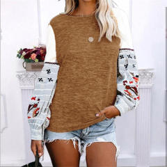 Winter Long Sleeve Printed Tops Round Neck Autumn Sweater PQOM9186D