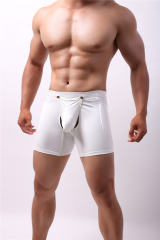 Sissy Faux Leather Shorts Jockstrap Wrap Penis Pouch Underwear PQA5-08E