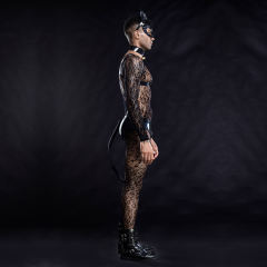 Cosplay Cat Man Costume Sexy Nightclub Mesh Perspective Performance Uniform PQ7219