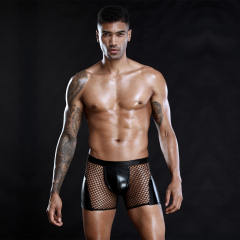 Men's Sexy Underwear Big Mesh U-convex Boxer Briefs Shorts PQ7266 ML-06