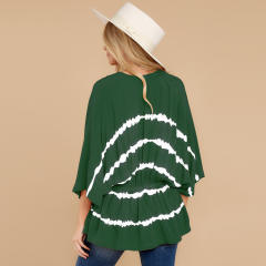 Spring Bat Sleeve Tie-Dyed T-shirt Women Summer Casual Tops PQLQ022D