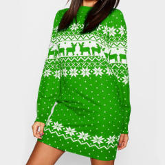 Ugly Christmas Casual Dress Long Sleeve Women Winter Dress PQ22922A
