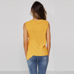Striped Casual Shirts Summer Round Neck Sleeveless T-shirt PQLQ001B