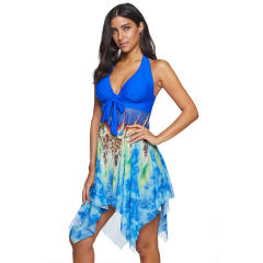 Women Plus Size Swimwear Paisley Print Swimdress Big Size Beach Dresses PQ2041