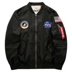 Black Color Men's Plus Size Casual Coat American Bomber Jacket PQ8805B