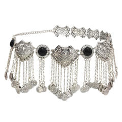Vintage Blue Jewelry Metal Coin Belly Chain Tassel Long Waist Chain PQN5859A