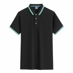 Black Summer Cotton T-shirts Lapel Team Work Clothes Short Sleeve Polo Shirt PQ2005A