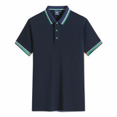 Black Summer Cotton T-shirts Lapel Team Work Clothes Short Sleeve Polo Shirt PQ2005A