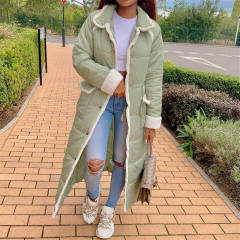 Fashion Loose Down Jacket Long Fleece Particle White Duck Down Coat PQ4557