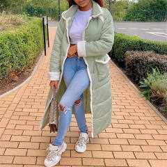 Fashion Loose Down Jacket Long Fleece Particle White Duck Down Coat PQ4557