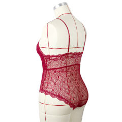 Spaghetti Strap Teddies Lingerie For Women Sexy V-neck Lace Bodysuit PQ7836A