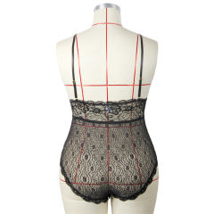 Spaghetti Strap Teddies Lingerie For Women Sexy V-neck Lace Bodysuit PQ7836A