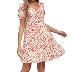 Summer Loose Casual Dress for Women Floral Printed Retro Dresses PQ1103B