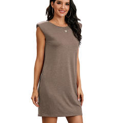 Sleeveless Solid Color Casual Dresses Round Neck Summer Dress For Women PQ1001C