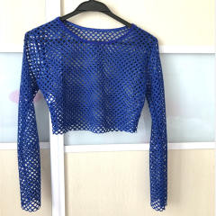 Long-sleeved Loose Crop Tops Women Sexy Summer Club Vest PQLK1107A