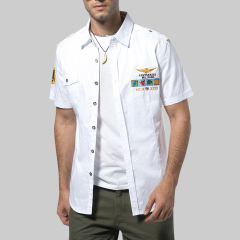 Light Blue Summer Casual Shirts Short Sleeve Men Fashion Tops PQ18006E
