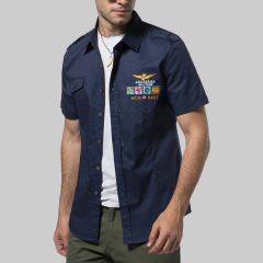 Light Blue Summer Casual Shirts Short Sleeve Men Fashion Tops PQ18006E