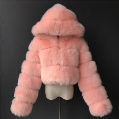Women Long Sleeve Hoodies Jackets Sexy Fox Faux Fur Short Coat PQ00598