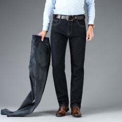 Dark Blue Velvet Jeans Men Winter Casual Trousers Plus Size Denim Pants PQ5155A