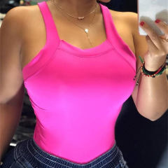 Yellow Solid Color Vest For Women Sexy Back Bowknot Summer Tops PQ20805T