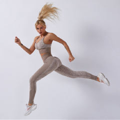 Snake Pattern Bubble Butt Yoga Outfits Women Fitness Bras with Running Leggings PQYJ012