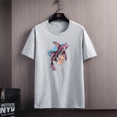 Chinese Style Koi Fish Cartoon T-shirt Trend Casual Cotton T Shirts NYH1007A