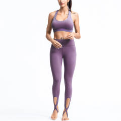 Blue Fitness Bras with Running Leggings Women Bubble Butt Yoga Outfits PQGS30005B