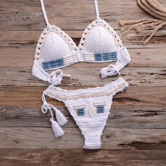 Black Vintage Crochet Bikini Women Micro Beachwear Swimwear PQ6913A