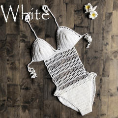 Yellow Crochet Swimwear Knit Monokini Bikini Beachwear Women PQ6611C