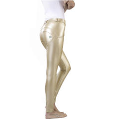 Mid Waist Wine Red Sexy PU Pants Faux Leather Trousers Women PQANZ-9MWSWL