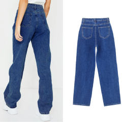 Light Blue Denim Pants Hight Waist Loose Jeans For Women PQTOP409A